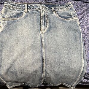 Lexi Jeans Women's Denim knee Skirt - stretchy, Classic Blue size 14